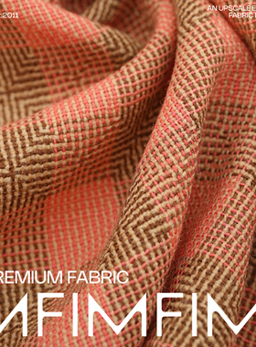 G&CC 羊毛面料粉绿色格纹夹克外套服装布料 宽140CM 意大利进口