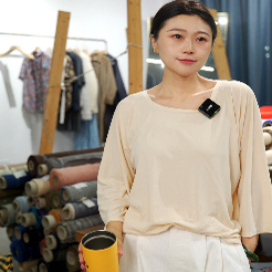 JIS 醋酸混纺 弹力针织面料杏色纯色服装布 幅宽150CM 334G/M