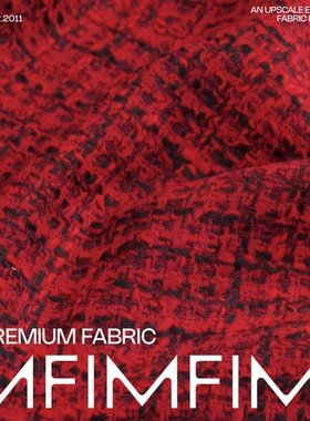 MOESSMER 羊毛交织面料红色小香风粗花呢布料 宽143CM 意大利直邮