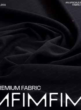 BAL面料 WV羊毛面料黑色底竖向条纹布料 宽145CM420G/M意大利直邮