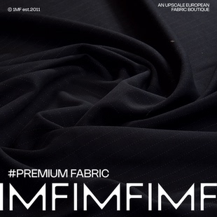 M意大利直邮 宽145CM420G BAL面料 WV羊毛面料黑色底竖向条纹布料