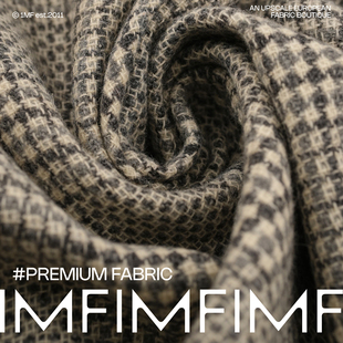 430G G&CC面料 .WV初剪羊毛黑蓝白色格纹外套面料幅宽152CM