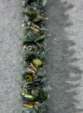 绿色仿贝饰品小香风镶边条