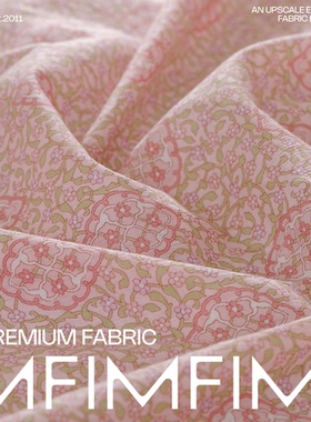 1MF 小花布 仓库 6色套印棉质牙签条面料2色服装布 宽110厘米