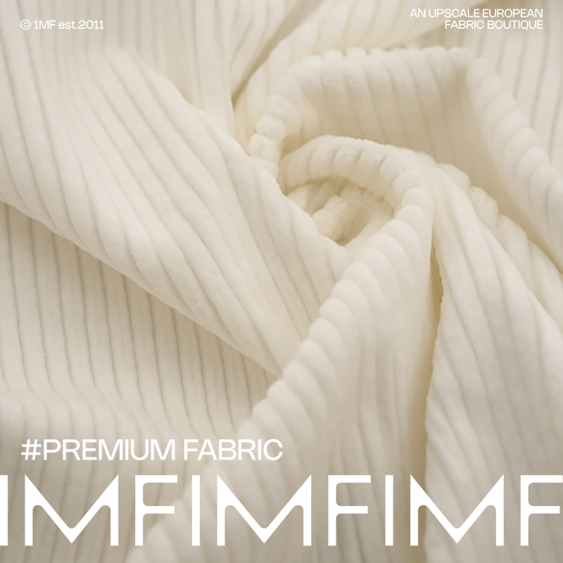 G&CC面料CO棉质宽条灯芯绒白色裤子外套料宽136CM意大利进口