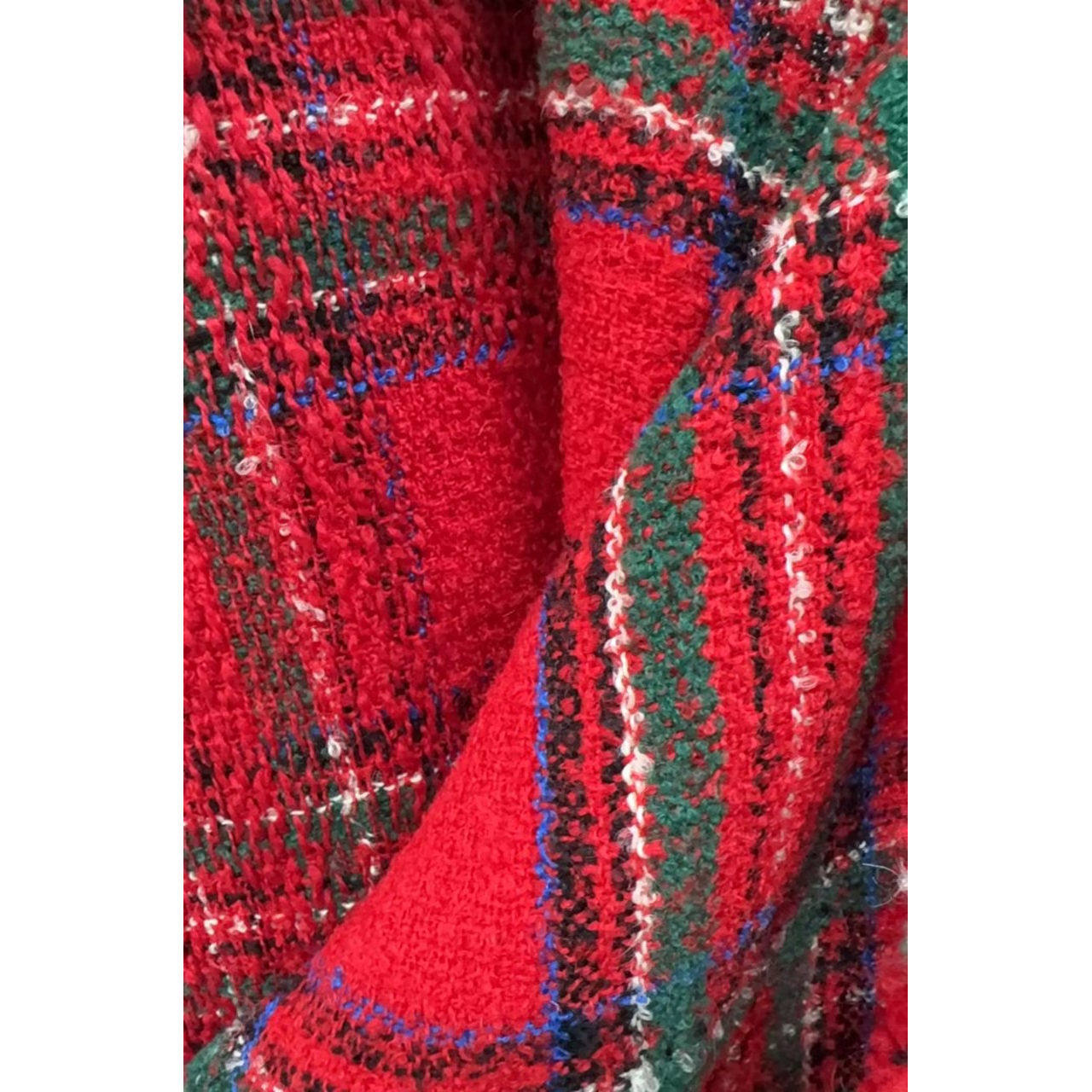 G&CC羊毛交织红底格纹外套大衣布 幅宽146厘米 502G/M