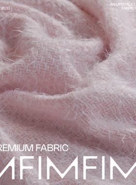 香香面料 羊毛交织混纺粉色小香粗花呢面料 幅宽130CM 重405G/M