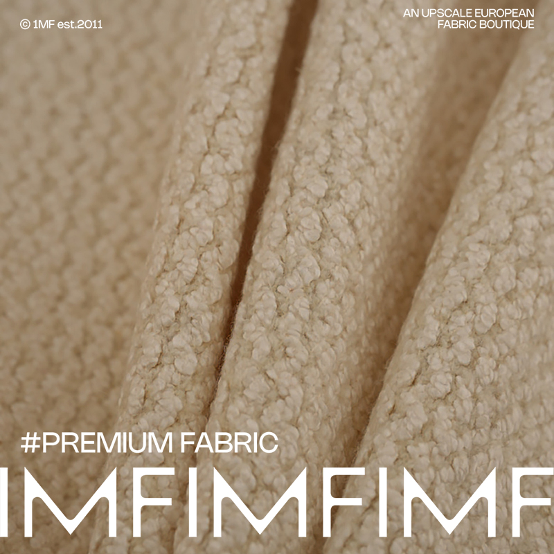 JIS面料 棉 初剪羊毛混纺 粗编风米色外套面料宽108CM 意大利进口