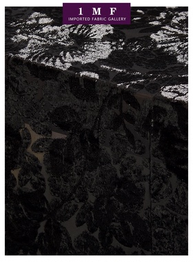 Y*L面料 不是真丝的烧花丝绒黑色面料 宽135CM意大利直邮 高货入