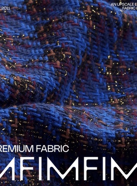 M家面料 微量羊毛交织棉为主粗花呢宝石蓝面料布 宽145CM 550G/M