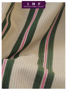 BRB仓库 棉质印花灯芯绒面料红绿条纹服装布料 幅宽150CM