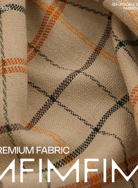 G&CC面料 棉麻混纺 面料格纹布料 幅宽145CM 415G/M 意大利进口