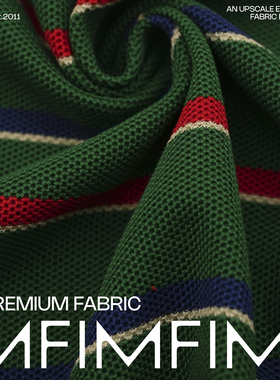 G&CC CO棉质针织红蓝绿条POLO衫面料宽155CM 495G/M 意大利