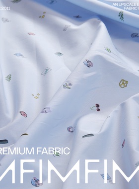 英国PS日本生产小花布 高支高密棉质蓝色底图案印花面料 宽135CM