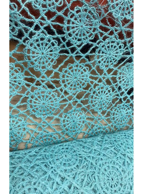 G&CC 马海毛时装交织面料蓝色镂空服装布料 幅宽90CM 意大利进口