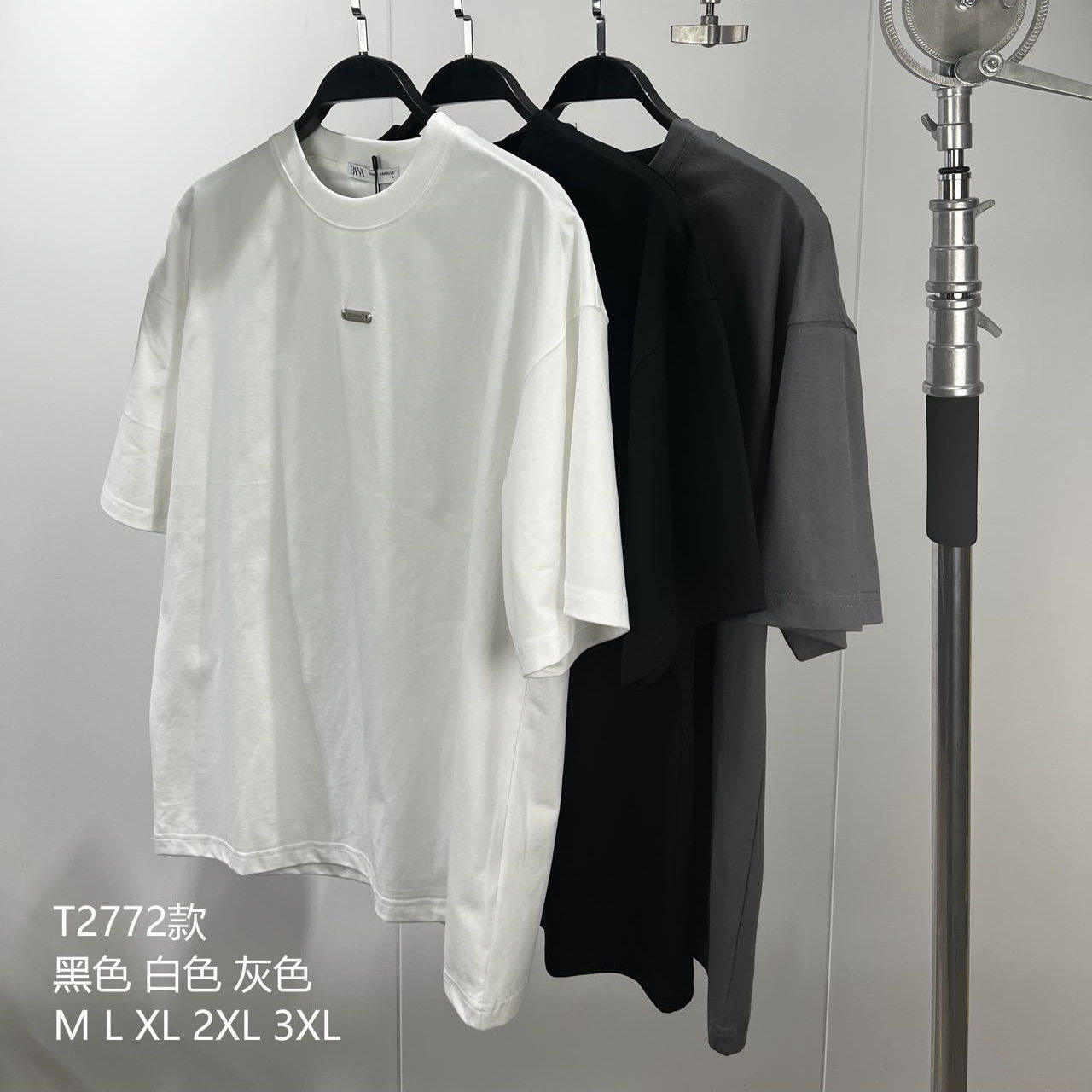 2026男装纯棉重磅高街简约百搭短袖T恤男潮流印花纯色打底衫上衣