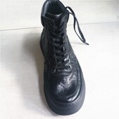 软底舒适透气 男鞋 全黑色头层牛皮高帮休闲鞋 球鞋 板鞋 简约帅气