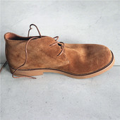 栗色磨砂牛皮两孔短靴皮靴男靴高帮休闲鞋 松弛感 简约舒适 子