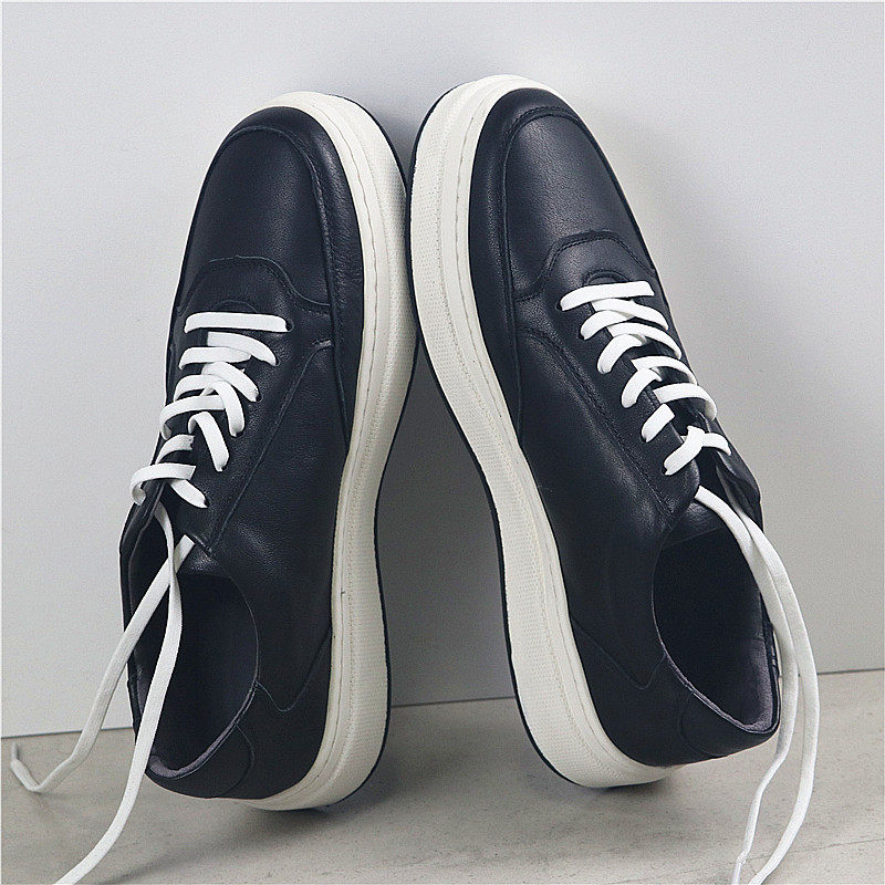 3厘米软弹厚底!简约好看好版型!舒适透气牛皮板鞋休闲鞋男鞋子