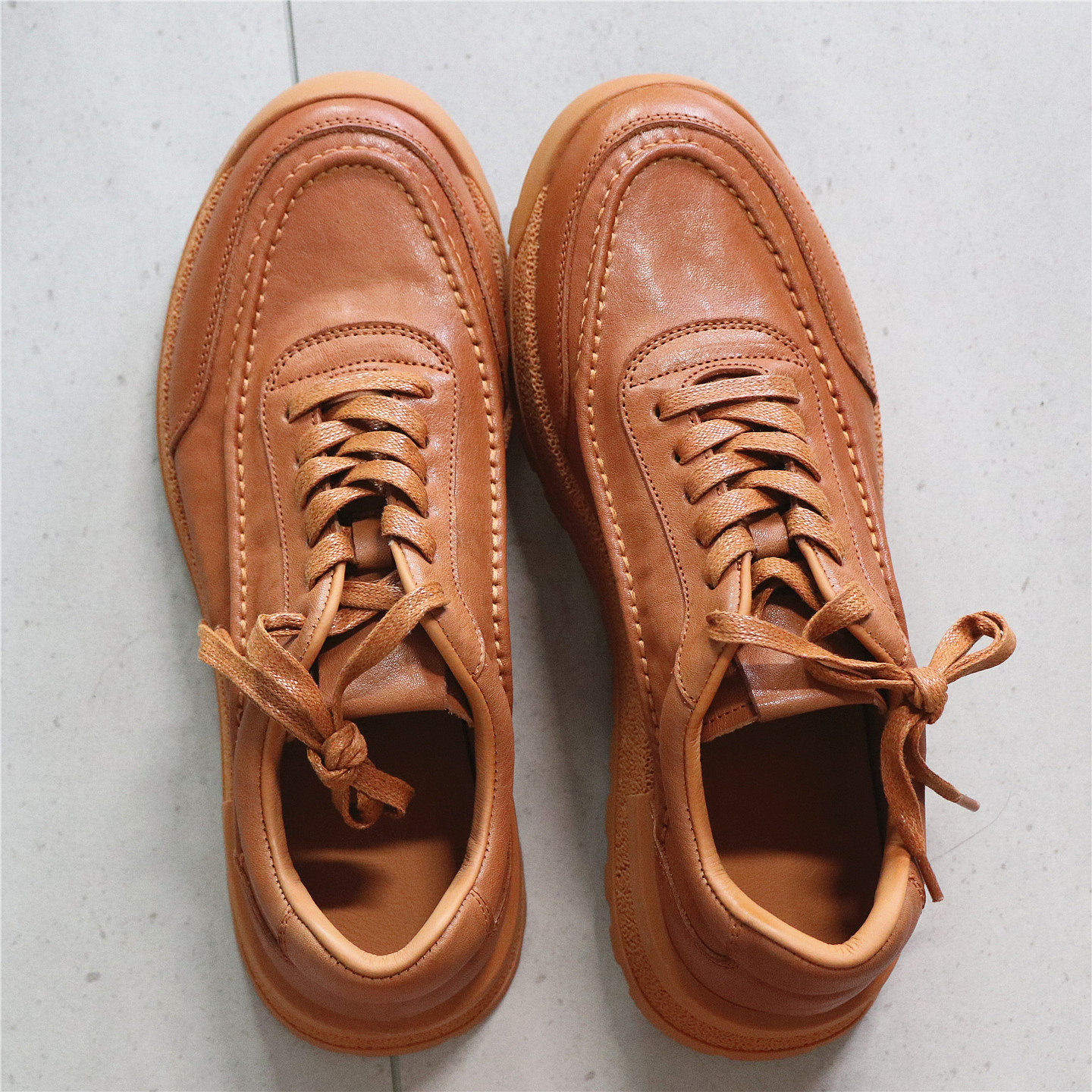 轻奢松弛感！轻便软底透气！复古手工水洗头层牛皮球鞋男鞋休闲鞋