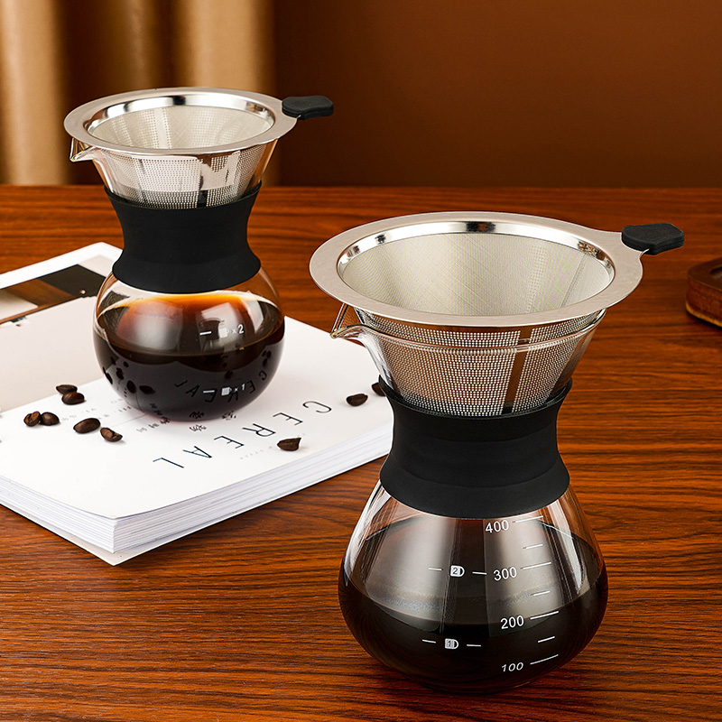 手冲咖啡壶套装滴漏器具家用玻璃分享壶不锈钢滤网过滤器漏斗滤杯