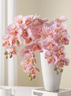 仿真蝴蝶兰9头仿真花3d手感摆件摄影家居花瓶装饰花插花花材假花