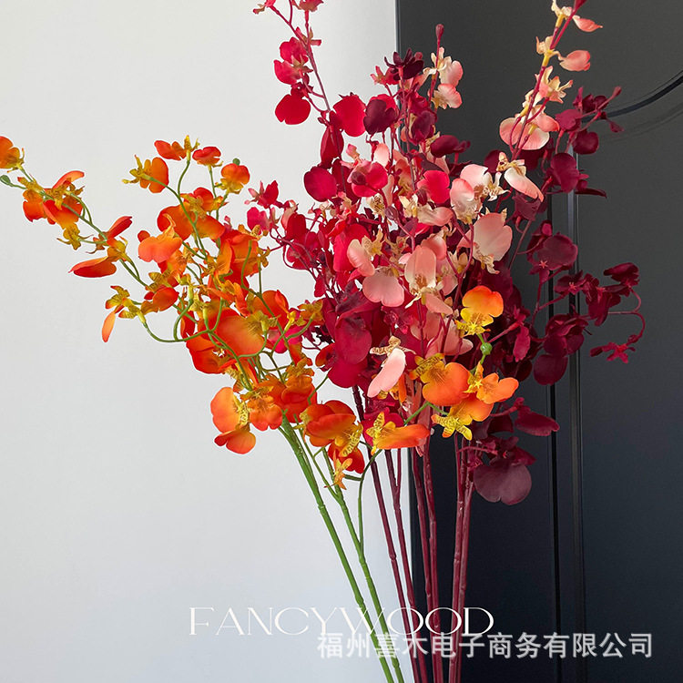 仿真品质彩色跳舞兰 灵动跳跃 喜庆 摄影道具 仿真手捧胸花设计