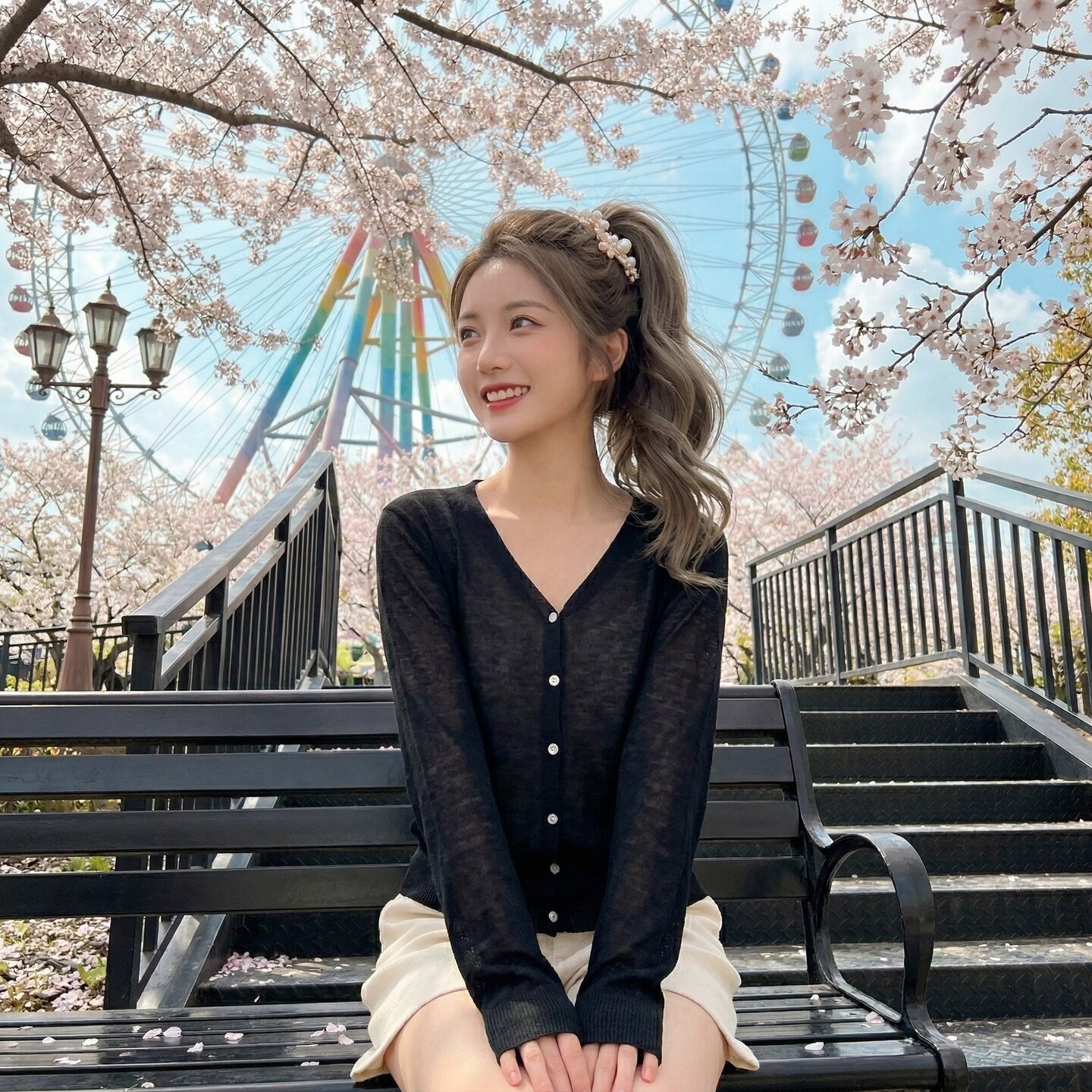 春季短款V领日系甜美针织开衫女