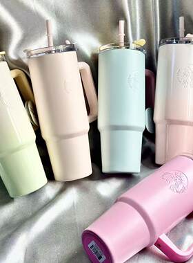 星巴克大容量手柄保温吸管杯