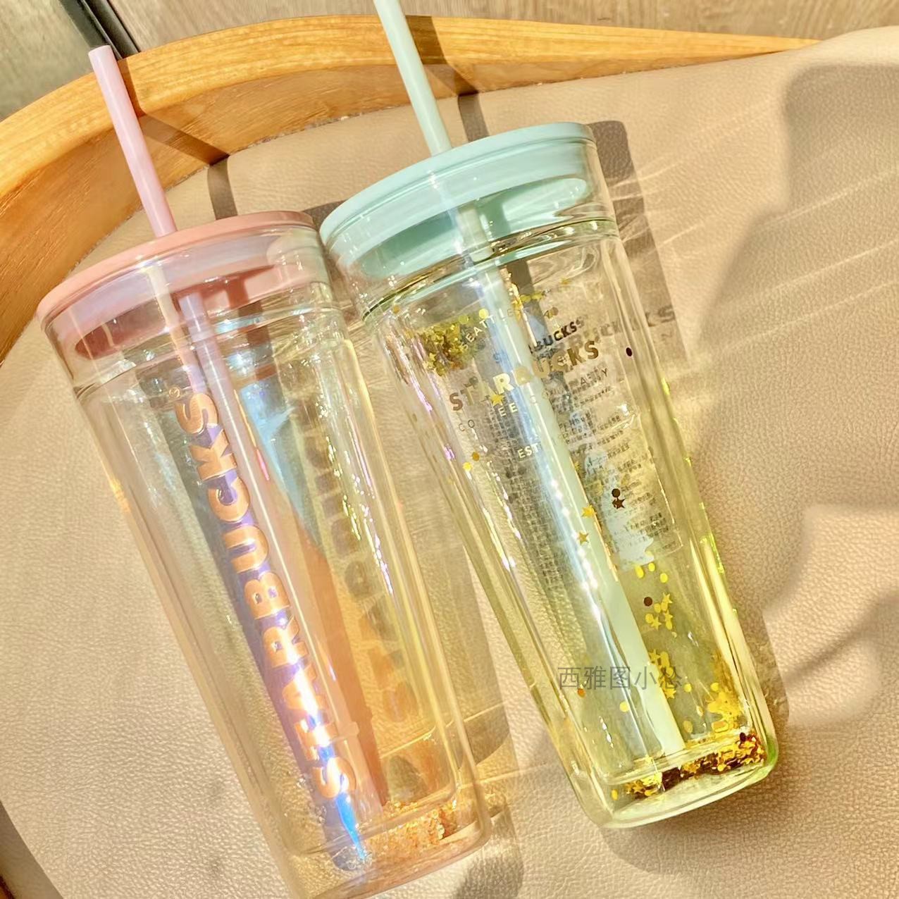 星巴克杯子夏日玻璃吸管杯