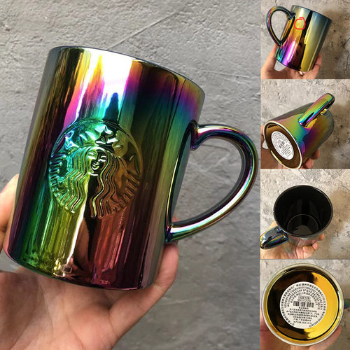 星巴克杯子彩红色炫彩榴莲钻石