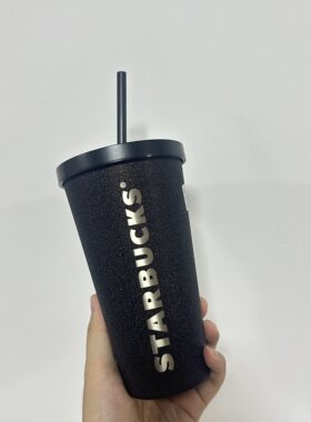 星巴克杯子#025 【瑕疵特价】咖啡宝藏经典黑金550ml不锈钢吸管杯