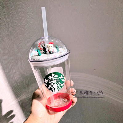 星巴克杯子韩国圣诞情景小熊