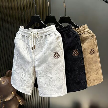 【店铺热卖】刺绣短裤男夏季薄款透气休闲沙滩裤五分裤宽松运动裤