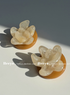 heeyo 窗前旧春/ 法式复古绝美拉德耳钉温柔超仙立体花朵耳夹耳环