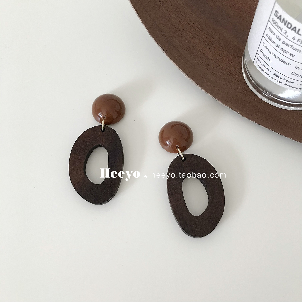 海边度假风复古棕色木质耳环耳坠