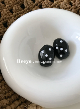 heeyo 时髦焦点/ 复古港风黑白波点银耳钉个性时髦树脂耳夹耳环女