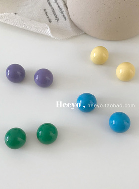 heeyo 原野乐园/ 日常甜美糖果色圆球形银耳钉多巴胺可爱彩球耳环