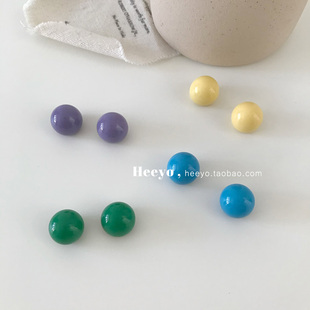 heeyo 原野乐园/ 日常甜美糖果色圆球形银耳钉多巴胺可爱彩球耳环