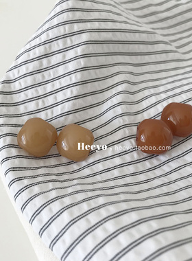 heeyo 柿染秋山/ 秋冬巴恩风极简银耳钉耳夹枫叶色复古方形耳环