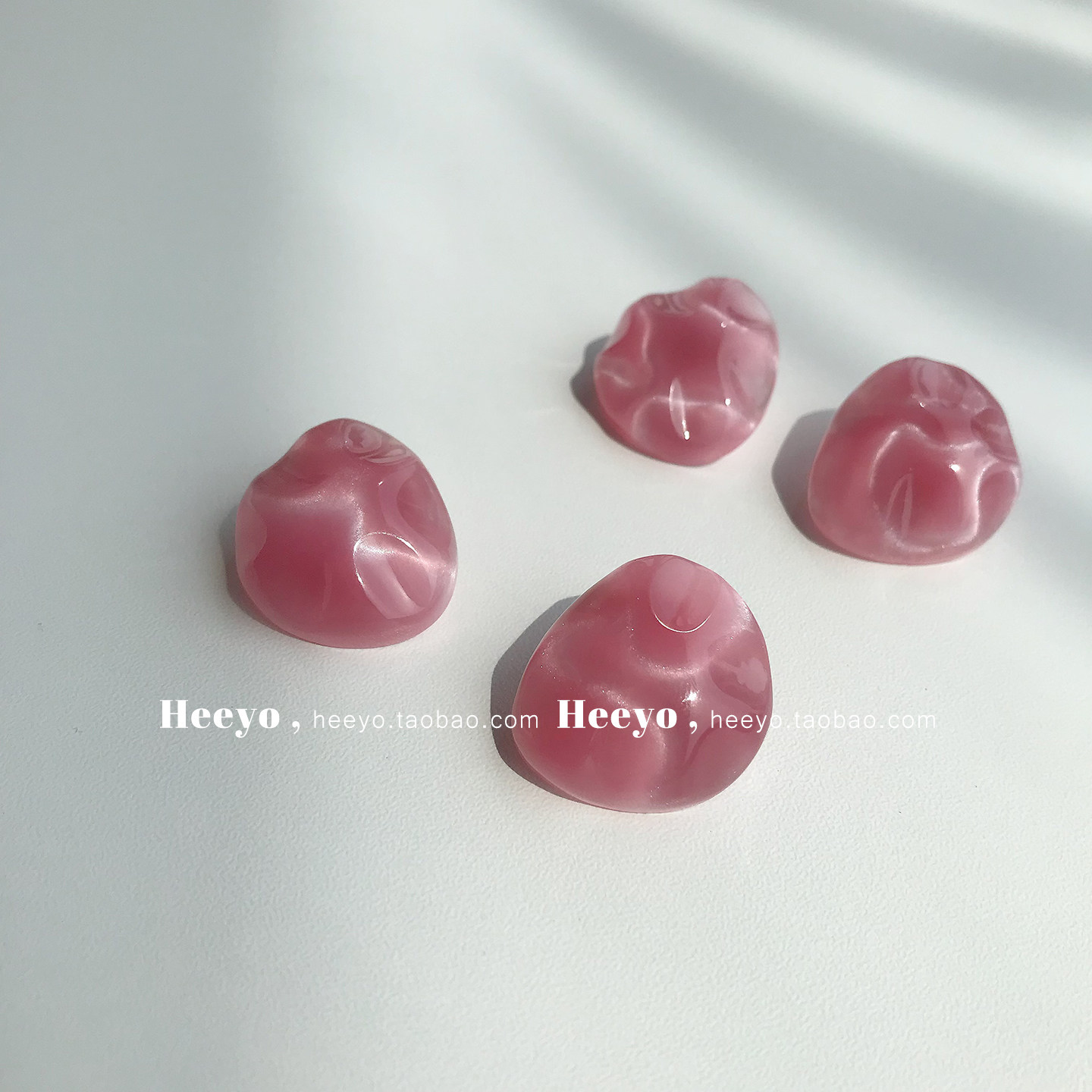 heeyo 夏日冰莓/ 温柔少女粉色复古银耳钉耳夹仙冰透油画晕染耳环