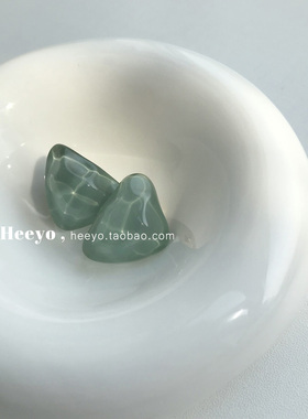 韩风简约几何蓝绿色果冻树脂耳环
