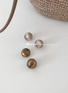 heeyo 林下月光/ 日常猫眼球球耳夹耳钉秋冬光泽感圆鼓鼓半球耳环