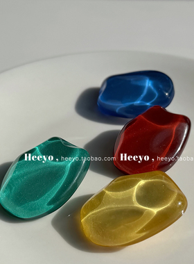 heeyo 琉璃日光/ 复古多巴胺夸张几何耳钉耳夹日韩摩登彩色大耳环