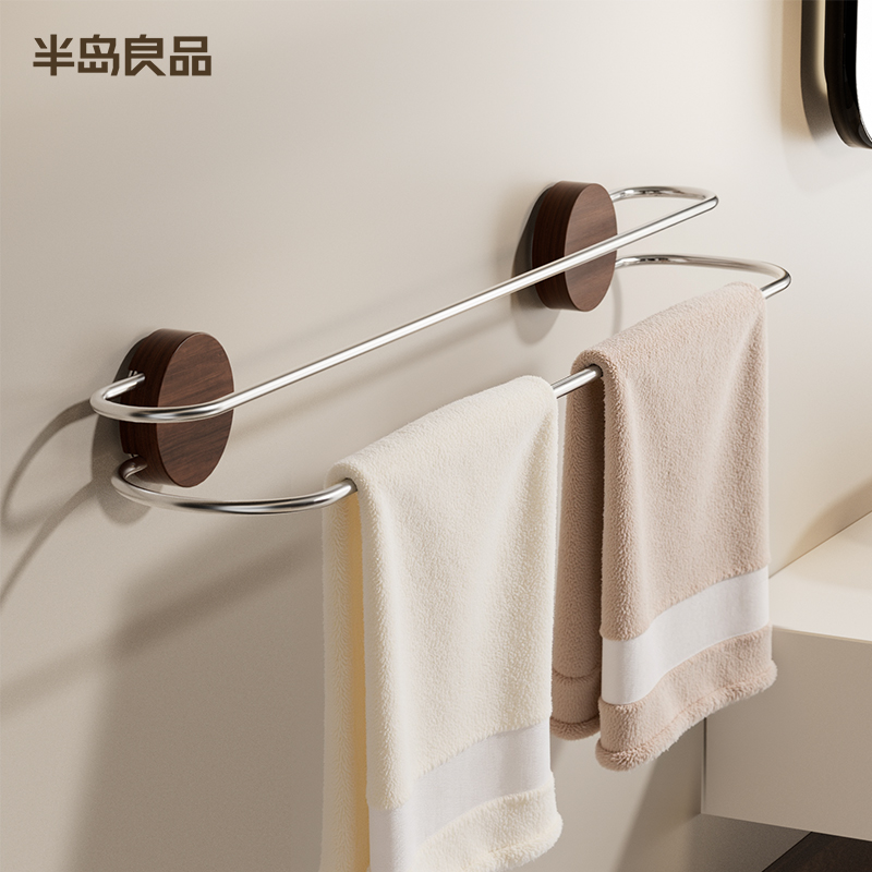 吸盘不锈钢毛巾架卫生间浴室中古风免打孔浴巾衣服收纳整理置物架