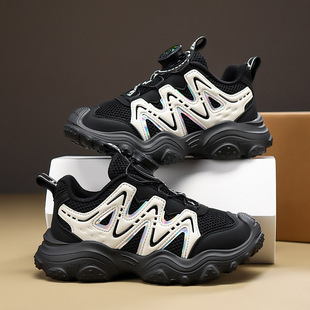 儿童运动鞋透气网面2026春季男童旋转纽扣休闲鞋小男孩户外跑步鞋