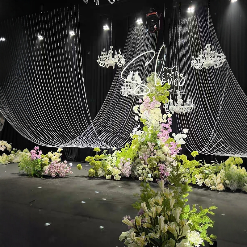 婚庆道具亚克力珠帘波浪挂件