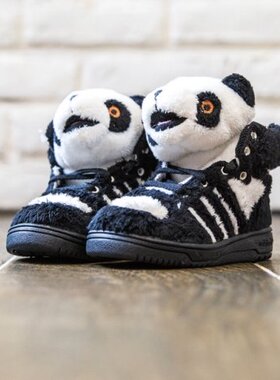 TN 现货 正品 经典限量Jeremy Scott 儿童休闲鞋 熊猫黑白 G46499