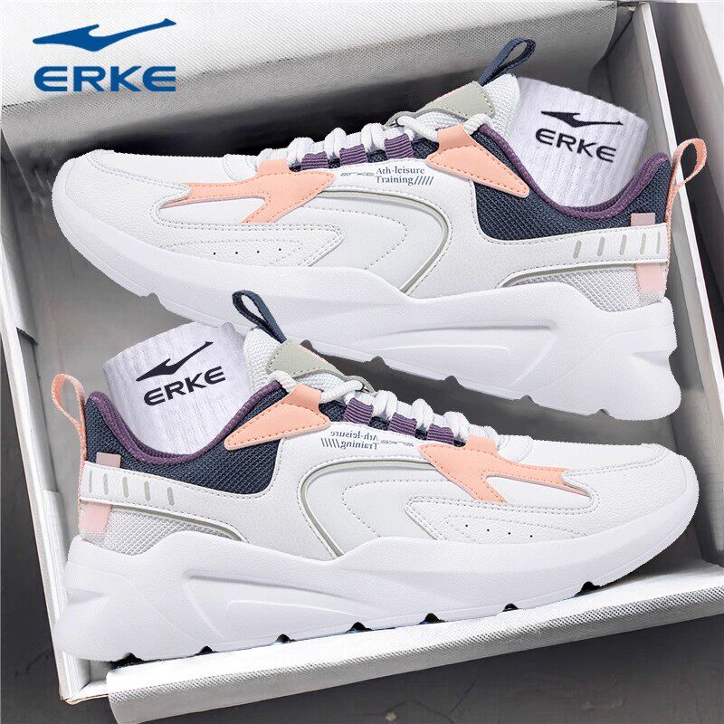 鸿星尔克女鞋加绒皮面老爹鞋2026新款冬季女士休闲跑步鞋运动鞋子