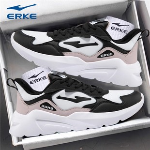 运动鞋 鸿星尔克女鞋 秋冬女士休闲跑步鞋 2025新款 子 加绒皮面老爹鞋